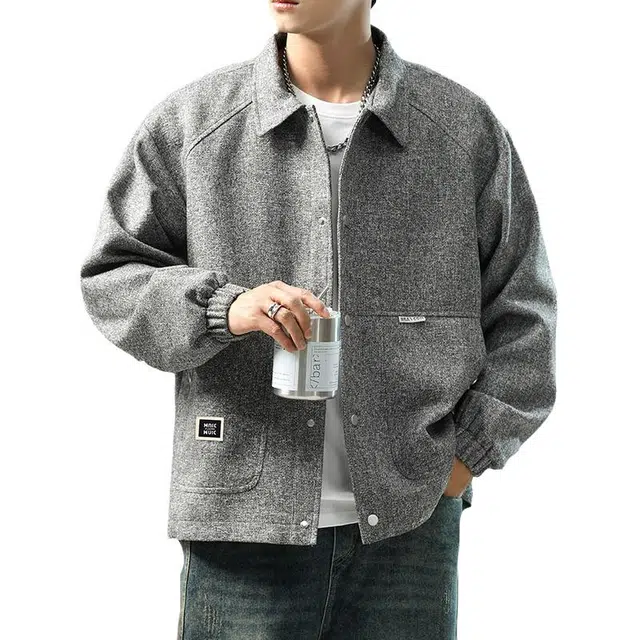 金盾 春秋季港风翻领简约百搭夹克 男款