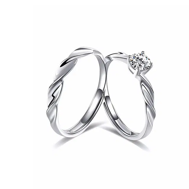 郁馨 璀璨梦幻闪耀星河莫比乌斯环环相扣轻奢高级感 小众设计开口可调节对戒简约精致情定一生 合金 锆石戒指 男女同款情侣款