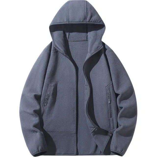 金盾 秋冬季加绒摇粒绒保暖加厚连帽夹克 男款