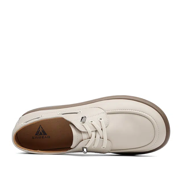 足力健 皮鞋 合成革牛剖层革 舒适 时尚 轻便 百搭 软底 防滑 耐磨 简约 女士休闲单鞋 女