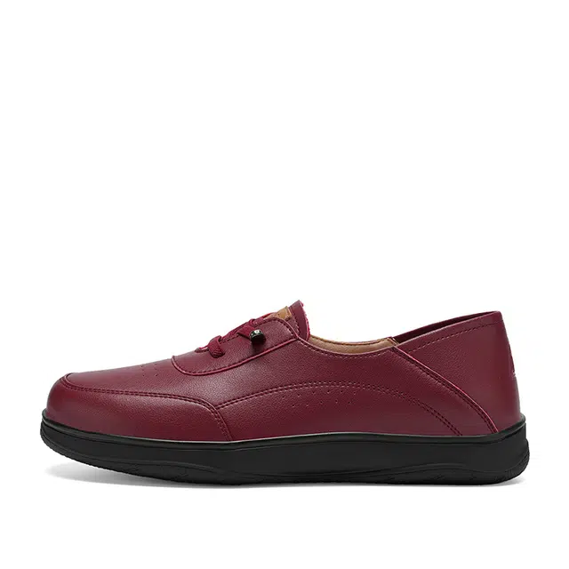 足力健 皮鞋 合成革牛剖层革 舒适 透气 低帮 百搭 耐磨 简约 柔软 休闲单鞋 女