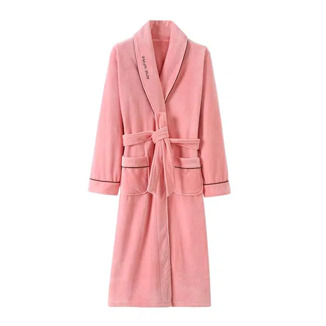 潞优野 高端品质睡袍女士秋冬长款珊瑚绒加厚加绒保暖海岛绒春秋浴袍晨袍睡衣套装 女款