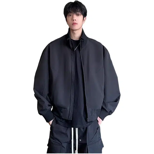 太子龍 美式行政立领免烫教练休闲运动韩版工装上衣外套港风夹克 男款