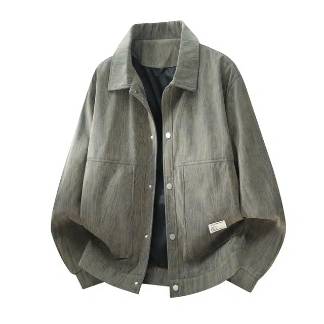 稻草人 美式复古扎染灯芯绒翻领落肩长袖外套男生大码春秋季潮牌简约时尚休闲宽松百搭上衣夹克 男女同款