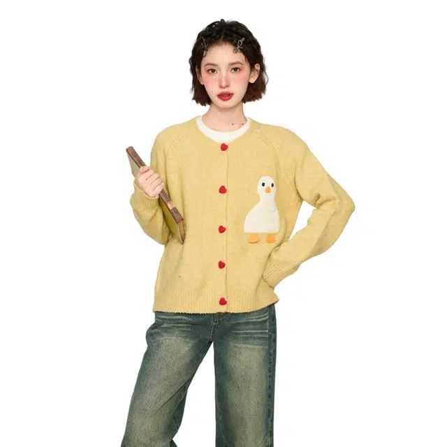 柏黛妃 慵懒风开衫外套加厚外搭外穿长袖针织衫 女款