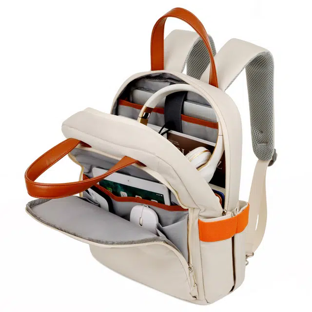 八小万 大容量多功能 简约纯色 商务多用途 时尚通勤 一包多用 牛津布 双肩包 常规 男女同款情侣款 米黄色/暗黑色/天蓝色