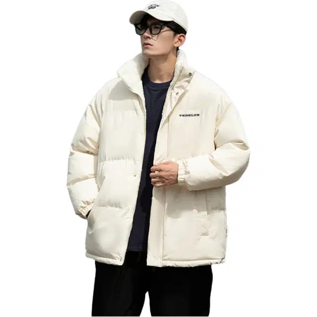 太子龍 美式韩版高品质立领棉衣加绒加厚羊羔绒宽松休闲面包男士外套上衣棉服 男女同款