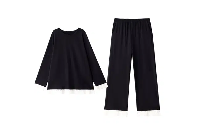 俏薇妮 舒适【云柔织】带胸垫一体春秋长袖长裤宽松大码套装睡衣礼盒 女款