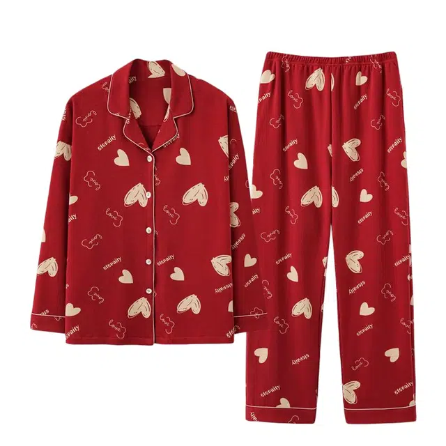 潞优野 高端品质春秋纯棉本命年结婚家居服女新婚新娘夏款睡衣套装 女款