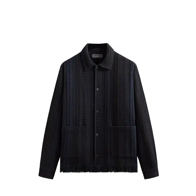 KITH Mixed Stripe Tweed Boxy Collared Overshirt 2025