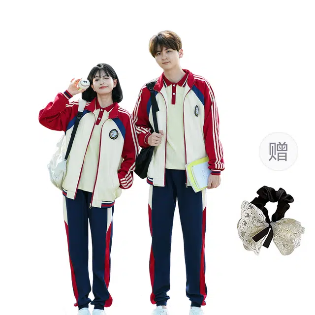 涂诗菲 情侣款学院风拼接撞色通勤气质休闲显瘦外套学生班服运动会男女同款情侣套装
