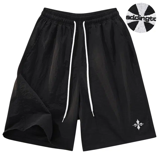 帕丁顿熊 基础款复古简约十字菱形刺绣纯色户外通勤运动轻薄速干透气宽松休闲短裤 男女同款