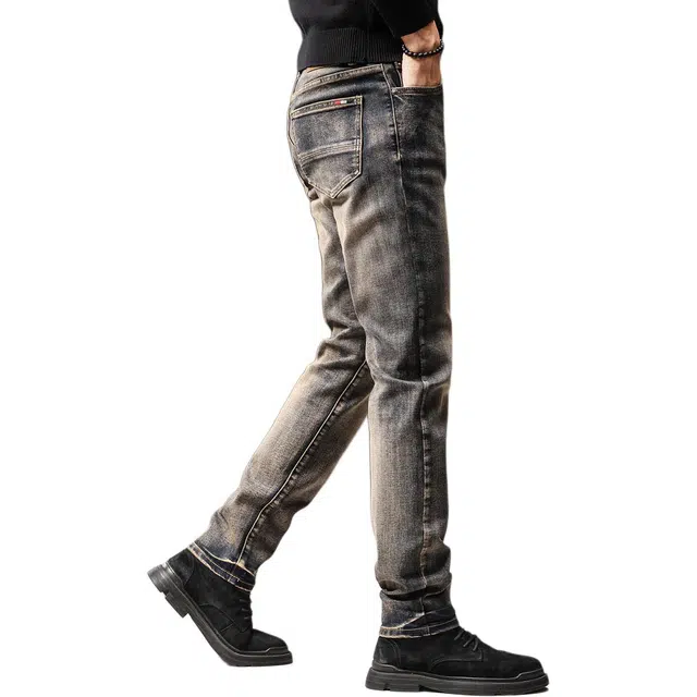 贵色 秋季 美式百搭时尚潮流休闲舒适直筒弹力小脚长裤牛仔裤 男女同款