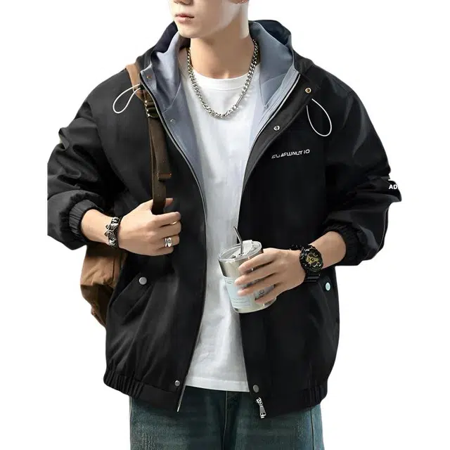 金盾 春秋渐变港风扎染连帽夹克 男款