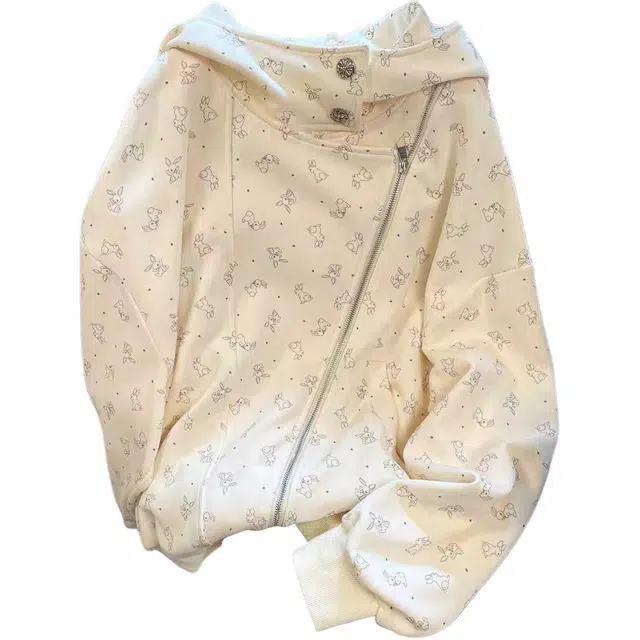 敲模女孩 学院风可爱碎花设计慵懒感休闲开衫外套夹克 女款