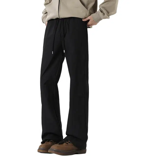 线条拼接结构设计赫赫良衣 美式复古痞帅高街少年感纯色基础款微喇垂感长裤百搭舒适运动显高显瘦小众高级感学院风韩系潮牌休闲裤 男女同款