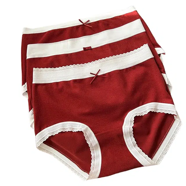 潞优野 高级感本命年结婚仿羊绒感磨毛温暖舒适中腰包臀纯棉底裆秋季三角内裤 女款