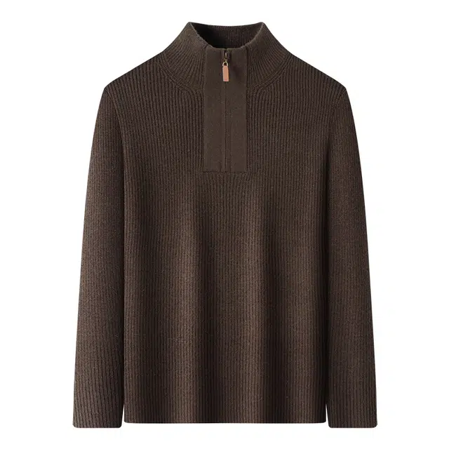 曲韩 纺全毛手感抗起球修身加厚羊毛绒针织衫 男女同款