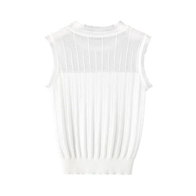 晚白 小立领内搭叠穿百搭时尚针织衫 女款