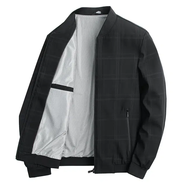 老爷车 春秋季男士休闲棒球领外套爸爸装商务纯色百搭行政夹克 男款