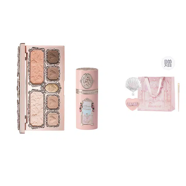 花知晓 糖心组合草莓丘比特液体腮红面部综合盘套组 自然奶油肌哑光