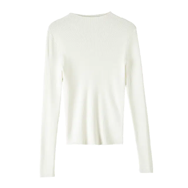 晚白 时尚简约气质百搭修身纯色休闲通勤针织衫 女款