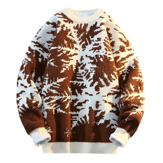 百胜狐 百胜狐一体绒男秋冬季加绒加厚宽松青少年初高中生貂绒打底针织衫 男款