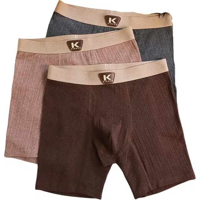 潞优野 高级感舒适吸汗透气纯棉加长款运动防磨宽松平角内裤 男款