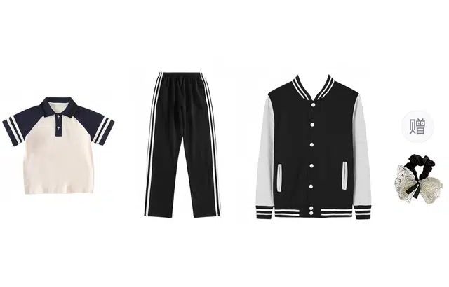 涂诗菲 学院风款拼接气质简约通勤外套学生班服运动会情侣套装