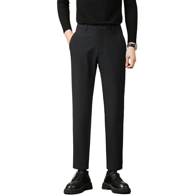 吉肯蒂 轻奢男士弹力九分小西裤秋冬季修身直筒坠感高级休闲裤 男款