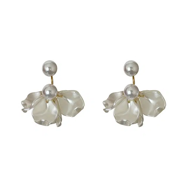 彤彤兔 法式花朵耳钉女两戴流苏独特设计高级感气质耳饰品 合金树脂 耳环 女款