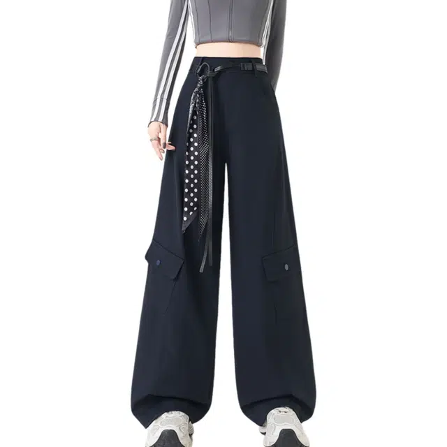 荟萃阁 工装裤美式甜酷户外登山裤显瘦弯刀裤配腰带休闲裤 女款