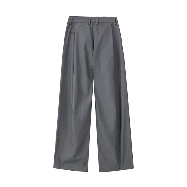 范索米 休闲通勤简约百搭阔腿慵懒显瘦垂感褶皱西裤 男女同款