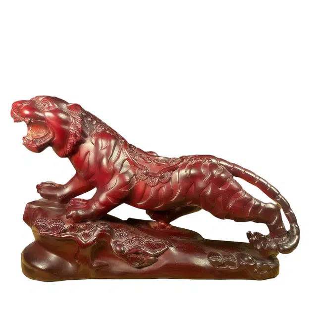 缇克玺 招财老虎 雕刻生肖虎 客厅办公室装饰 家用风水实木#好运 黑檀 摆件 男女同款情侣款