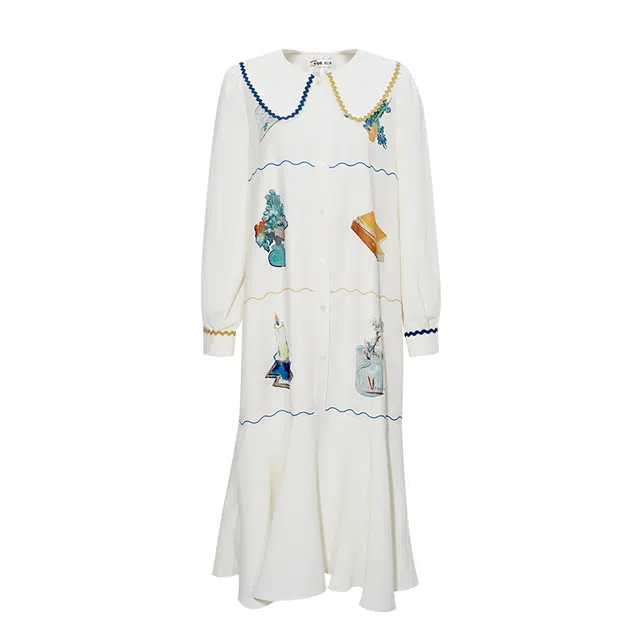 两三事 时尚舒适休闲百搭长袖连衣裙 女款