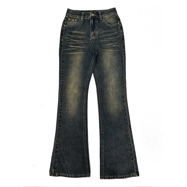 玫丝朵 美式复古休闲百搭高腰简约修身拖地牛仔裤 女款