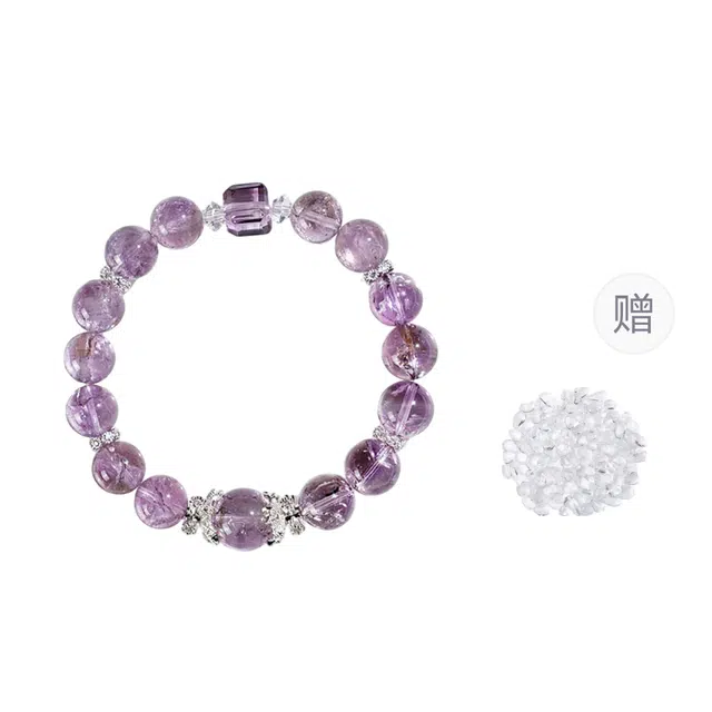 周百福 紫气东来 国潮新中式 学业事业上岸 时来运转 一研为定 简约时尚大气轻奢小众高级感串珠#好运 紫水晶 手串 男女同款情侣款