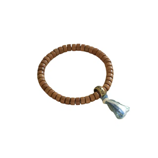 子婳 老桃木传统工艺直切珠铜跑环佛珠文玩盘玩复古民族风时尚简约好运连连手饰 桃木 手串 男女同款情侣款