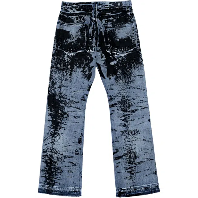 FREE WORLD ORDER Flocked Asymmetric Straight Jeans