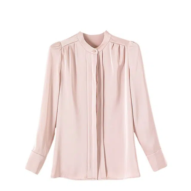 晚白 气质小立领垂坠顺滑职业通勤前排扣设计衬衫 女款