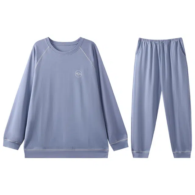 向薇 圆领套头男士春夏秋冬季舒适长袖长裤可外穿家居服睡衣套装 男款