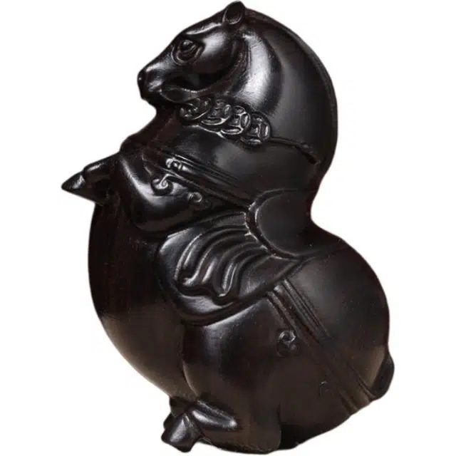 得笙陌 唐马木雕手把件实刻生肖马小摆车摆文玩男士收藏#好运 紫光檀 木作摆件 男女同款情侣款