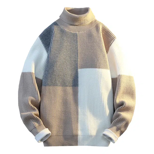 百胜狐 百胜狐撞色男冬季加绒加厚潮牌男宽松高级感慵懒秋冬保暖线衣针织衫 男款