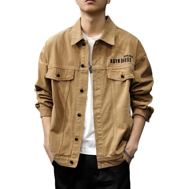 前进牛 秋季美式休闲经典复古潮牌高街痞帅纯棉多口袋衬衫宽松大码潮工装军事风秋冬休闲猎装牛仔外套 男款