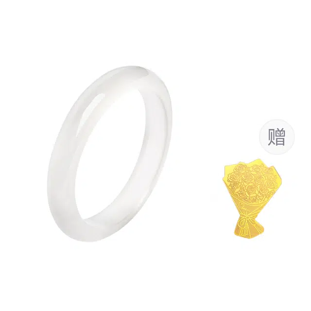 【高品质】 凤祥囍事 老凤祥 白月光荔枝冻贵妃镯 马达加斯加旗袍汉服古典气质温柔国潮新中式妈妈生日闺蜜告白恋爱天然 玉髓 手镯 女款
