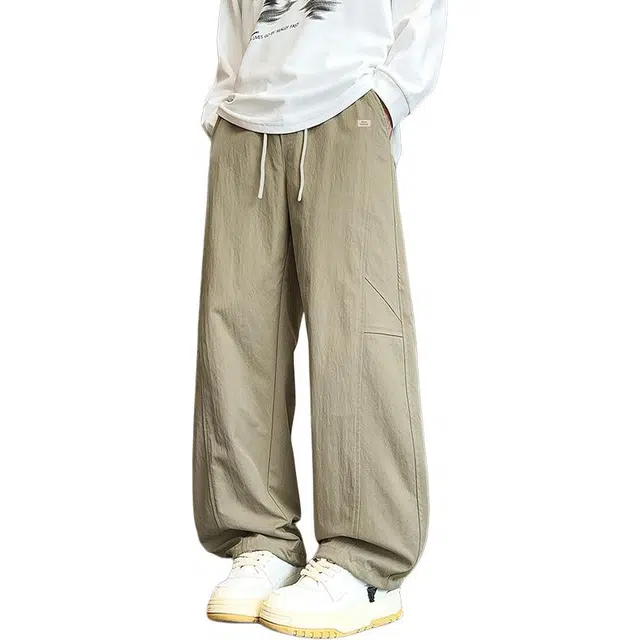 北欧攻略 美式复古秋冬痞帅弯刀裤时尚百搭宽松工装阔腿直筒潮流潮牌休闲裤 男女同款