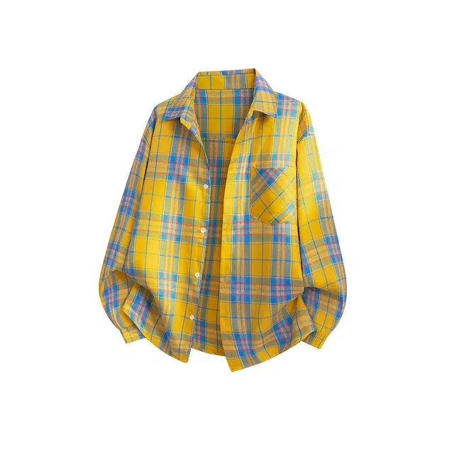 北欧攻略 北欧风简约长袖格子休闲防晒衬衫 男女同款