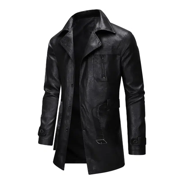 金盾 双排扣中长款皮衣夹克外套 男款