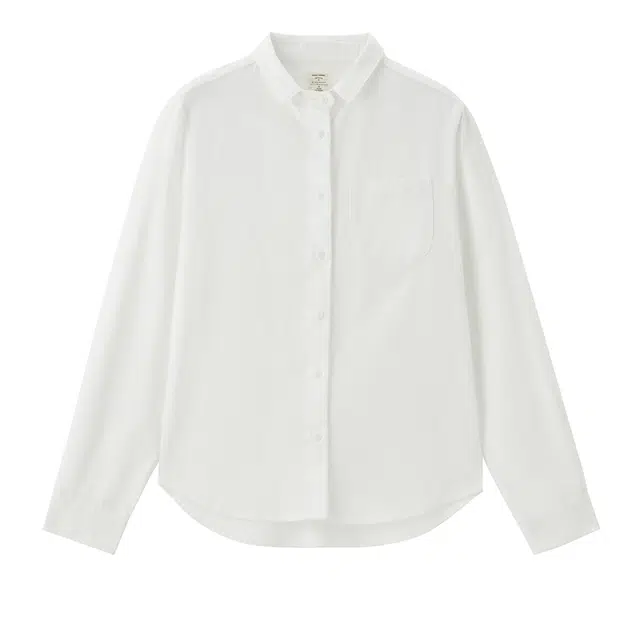 佐丹奴 牛津纺纯棉通勤衬衣口袋小翻领长袖衬衫 女款