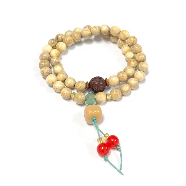 琉堇 开元寺好柿发生佑香已祝福文玩佛珠 国风双圈叠带珠串 六字真言转运珠木质手链 诸事顺利 奶香木 手串 男女同款情侣款